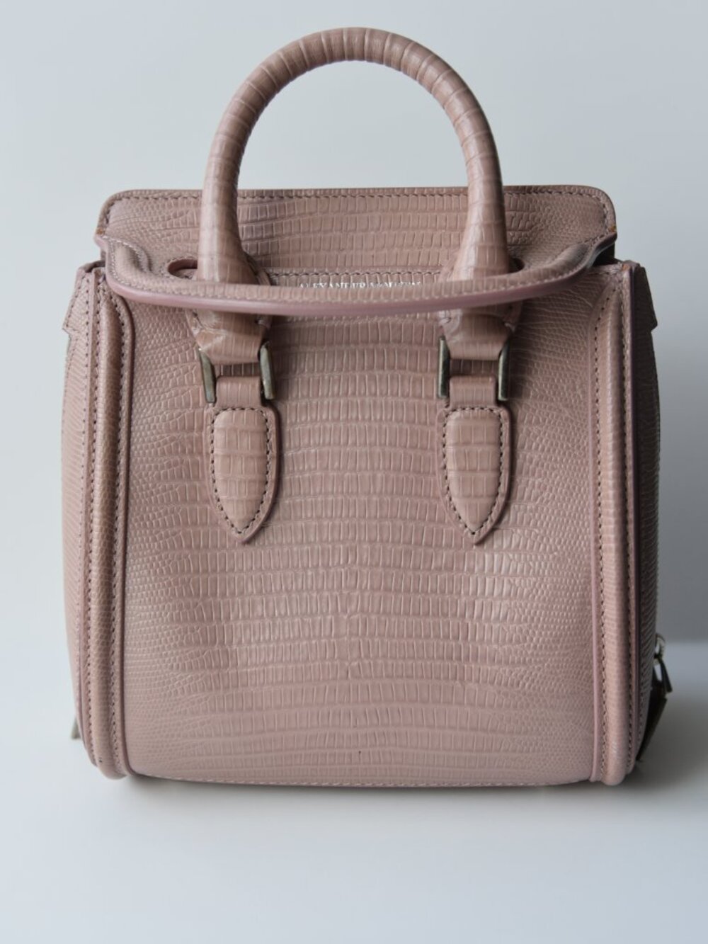 Alexander McQueen Embossed Leather Top Handle Heroine Satch Bag in Pink